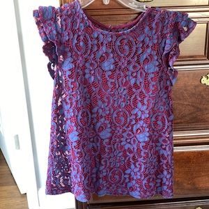 Greyish blue & grape colored top